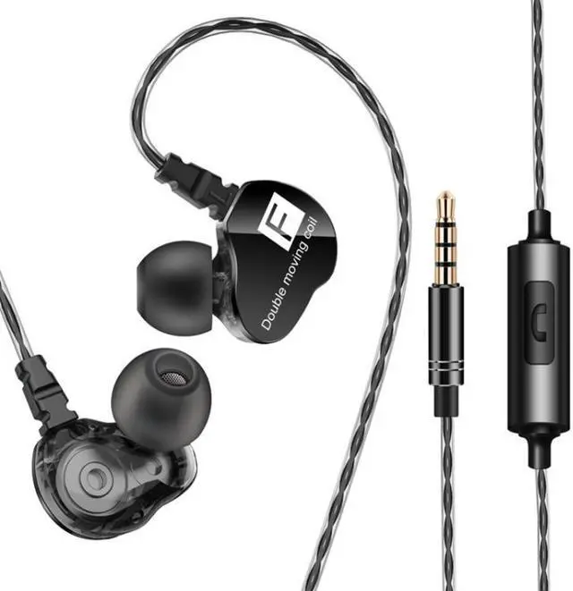 Alt view image 2 of 7 - QKZ CK9 HiFi In-ear Four Unit Sports Music Headphones (Black)