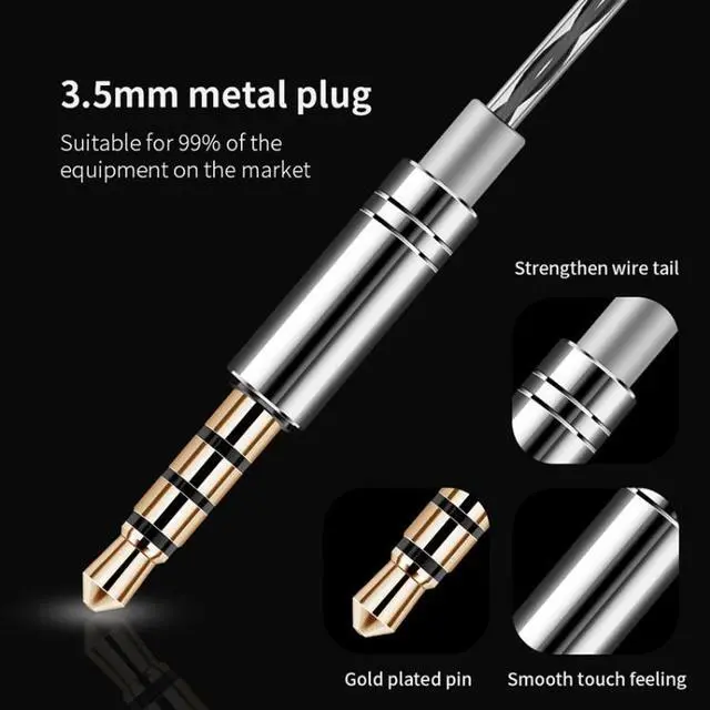 Alt view image 4 of 7 - QKZ CK9 HiFi In-ear Four Unit Sports Music Headphones (Black)