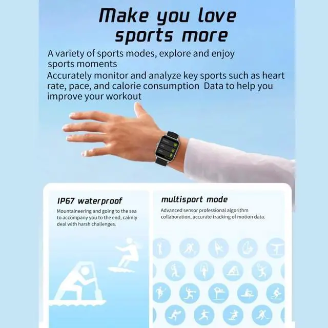 Alt view image 6 of 7 - L21 1.69 inch TFT Screen Smart Watch,Support Blood Pressure Monitoring / Sleep Monitoring (Silver)