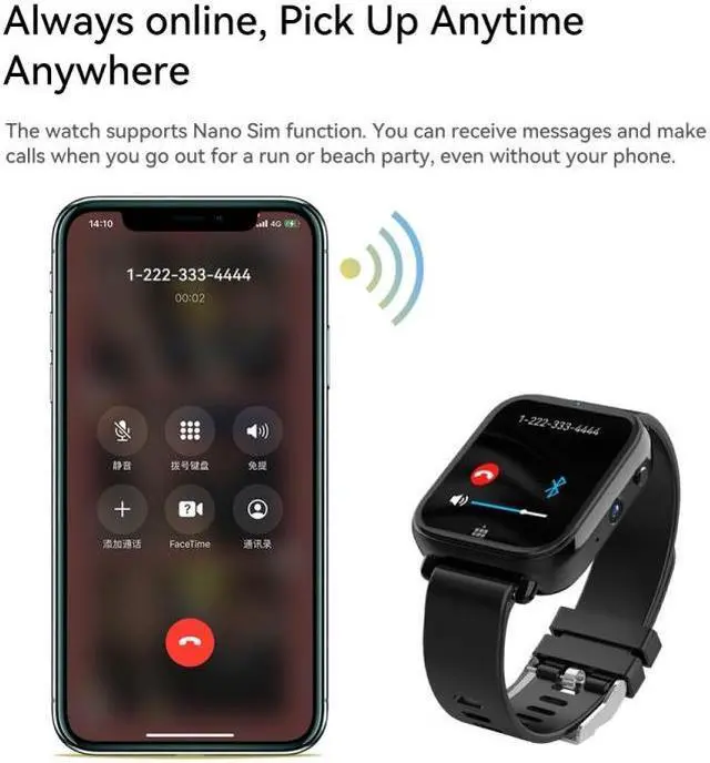 Alt view image 4 of 5 - 1.75 inch Screen 4G LTE Smart Watch Android 9.1OS 2GB+16GB, Size:2GB+16GB (Black)