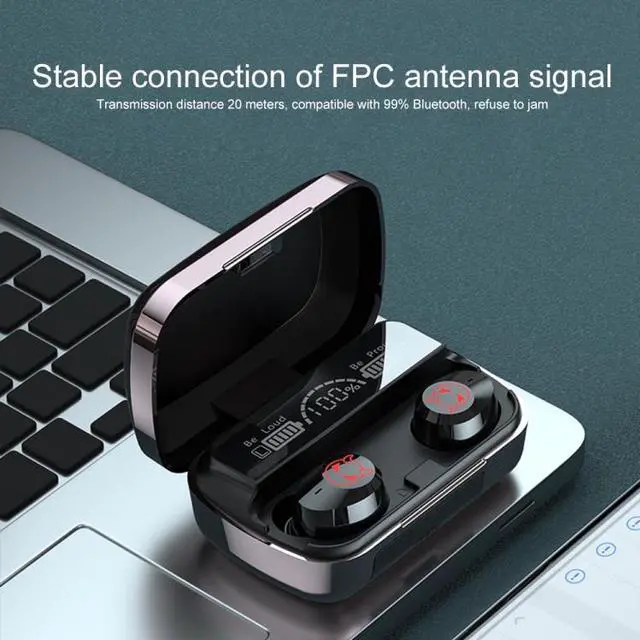 Alt view image 5 of 7 - M23 Little Devil Pattern Intelligent Noise Reduction Touch Bluetooth Earphone with Three-screen Battery Display & Mirror Charging Box, Support HD Call & Siri (Pink)