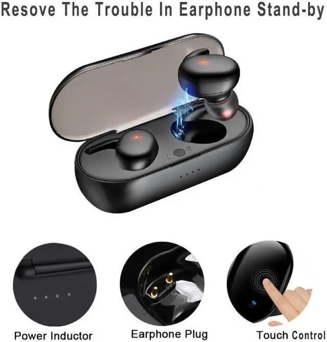 Alt view image 3 of 7 - Y30 Wireless Bluetooth Headset 5.0 In-Ear Mini Earphone, Colour: Black Black