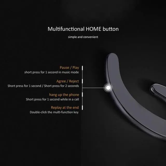 Alt view image 3 of 7 - ET Bluetooth Earphone Wireless Headset Handsfree Ear Hook Waterproof Noise Cancelling Earphone with Mic for Android IPhone(black) (black)