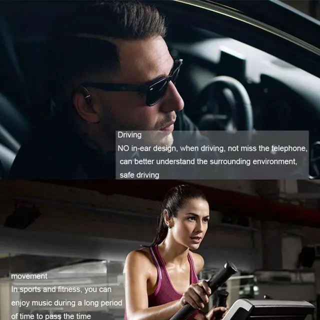 Alt view image 6 of 7 - ET Bluetooth Earphone Wireless Headset Handsfree Ear Hook Waterproof Noise Cancelling Earphone with Mic for Android IPhone(black) (black)