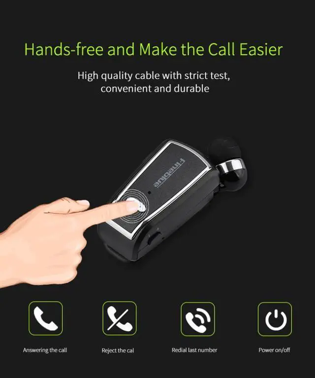 Alt view image 3 of 7 - Fineblue F-V3 Bluetooth 4.1 Wireless Stereo Bluetooth In-Ear Earphone Mini Headset F-V3 Black