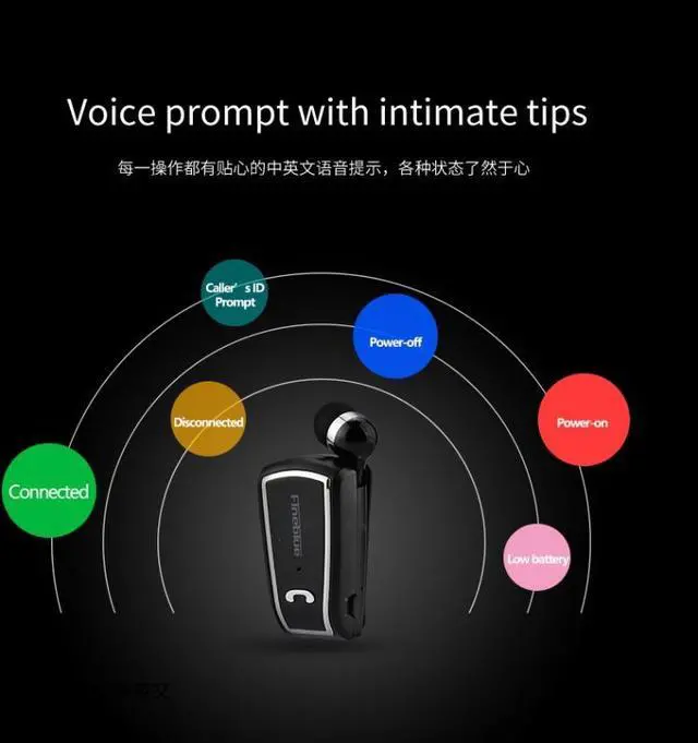 Alt view image 6 of 7 - Fineblue F-V3 Bluetooth 4.1 Wireless Stereo Bluetooth In-Ear Earphone Mini Headset F-V3 Black