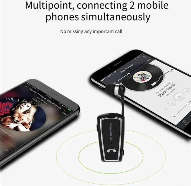 Alt view image 7 of 7 - Fineblue F-V3 Bluetooth 4.1 Wireless Stereo Bluetooth In-Ear Earphone Mini Headset F-V3 Black