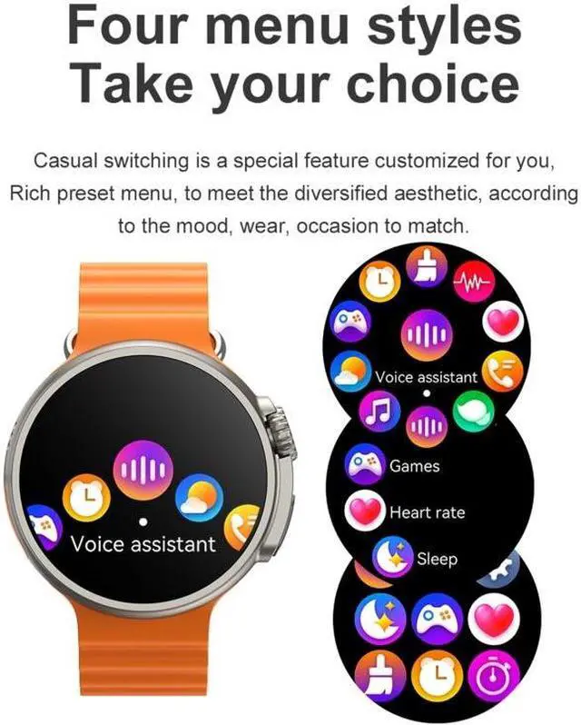 Alt view image 2 of 7 - K9 Ultra Pro 1.39 inch Silicone Band IP67 Waterproof Smart Watch Support Bluetooth Call / NFC (Orange)