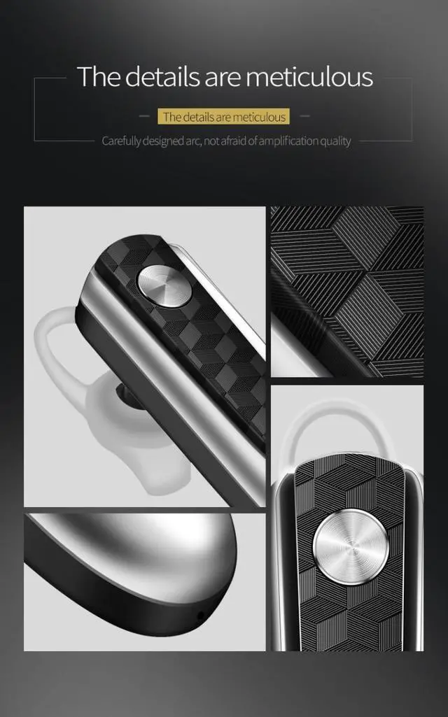 Alt view image 5 of 5 - Fineblue HF68 Bluetooth Mini Earphone Business Wireless Earbud Stereo Music Hands-free Calling Earphone Large Battery Capacity Black