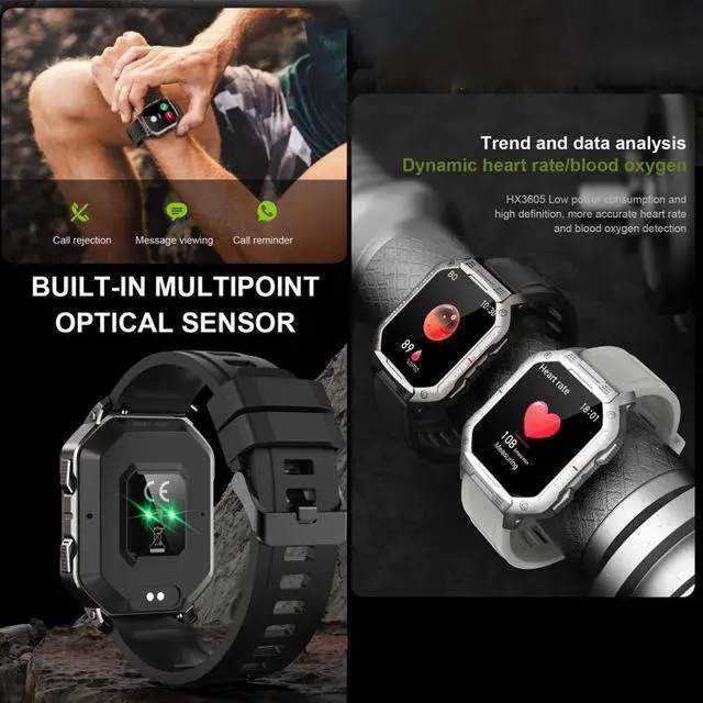 Alt view image 6 of 7 - HAMTOD NX3 1.83 inch Smart Watch, Support Bluetooth Call / Sleep / Heart Rate / Blood Oxygen / Blood Pressure Monitoring (Black)