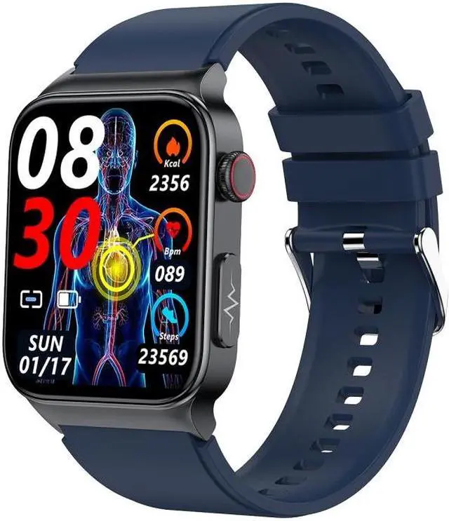 Main image of E500 1.83 inch HD Square Screen TPU Watch Strap Smart Watch Supports ECG Monitoring / Non-invasive Blood Sugar TPU Strap(Blue) (Blue) Black