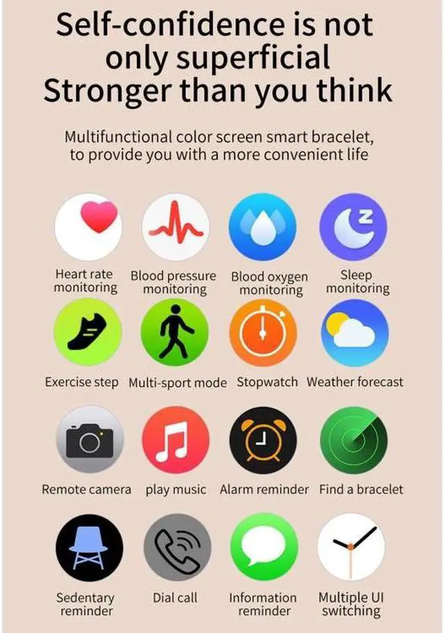 Alt view image 3 of 7 - CF22 1.3 inch IPS Color Screen IP67 Waterproof Smart Watch, Support Sleep Monitor / Heart Rate Monitor / Blood Pressure Monitor (Black)