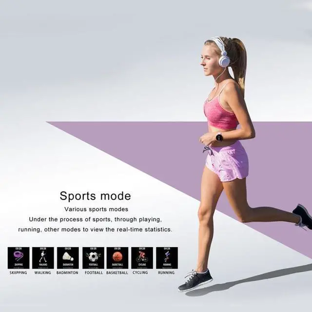 Alt view image 4 of 7 - V11 Smartwatch Real-time Heart Rate Blood Pressure Monitor Multi-sport mode Breathing Light Smart Watch for Android IOS Phone (Pink Silicone)