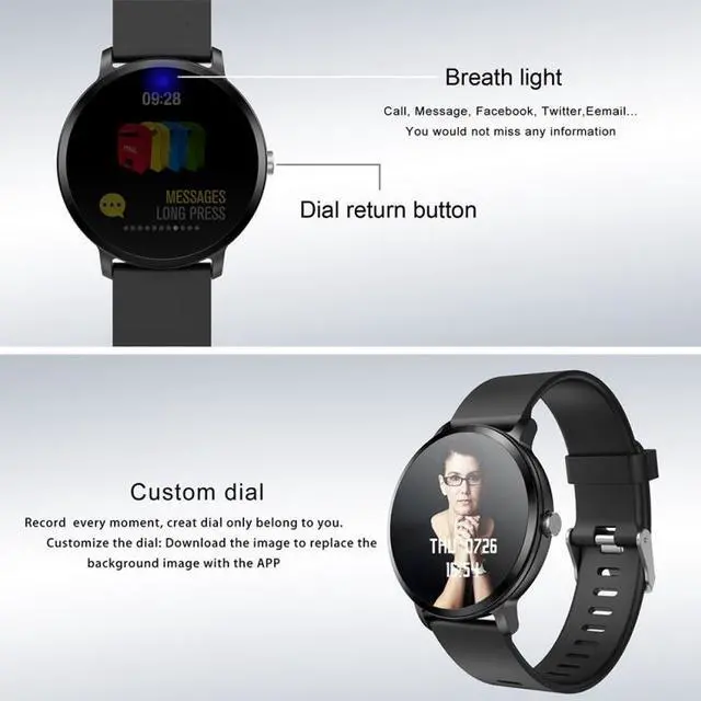 Alt view image 5 of 7 - V11 Smartwatch Real-time Heart Rate Blood Pressure Monitor Multi-sport mode Breathing Light Smart Watch for Android IOS Phone (Pink Silicone)