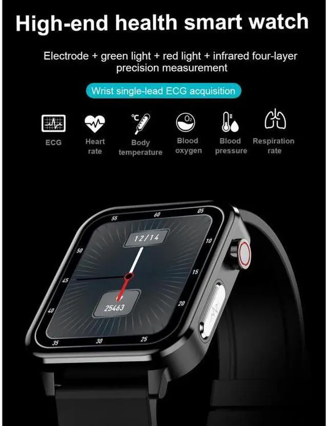 Alt view image 3 of 7 - E86 1.7 inch TFT Color Screen IP68 Waterproof Smart Watch, Support Blood Oxygen Monitoring / Body Temperature Monitoring / AI Medical Diagnosis, Style: TPU Strap TPU Strap(Black) (Black)