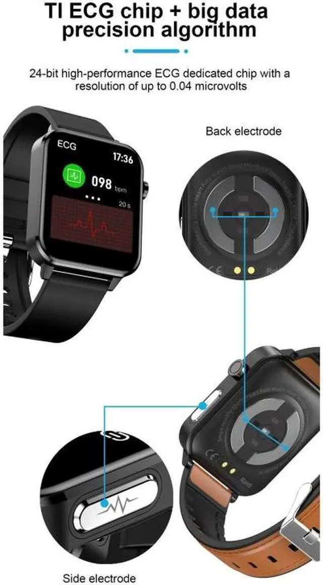 Alt view image 6 of 7 - E86 1.7 inch TFT Color Screen IP68 Waterproof Smart Watch, Support Blood Oxygen Monitoring / Body Temperature Monitoring / AI Medical Diagnosis, Style: TPU Strap TPU Strap(Black) (Black)