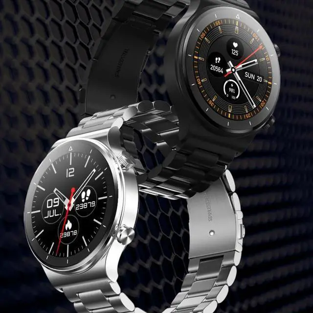 Alt view image 2 of 7 - N58 IP67 1.28 inch Touch Color Screen Smart Watch Stainless Steel (Stainless Steel Black)