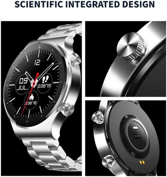 Alt view image 5 of 7 - N58 IP67 1.28 inch Touch Color Screen Smart Watch Stainless Steel (Stainless Steel Black)