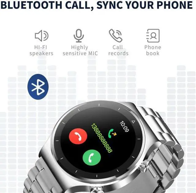 Alt view image 7 of 7 - N58 IP67 1.28 inch Touch Color Screen Smart Watch Stainless Steel (Stainless Steel Black)