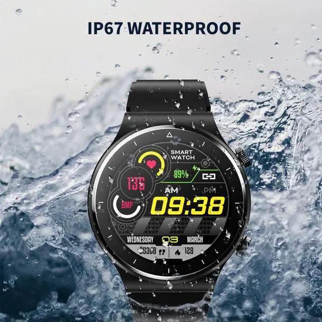 Alt view image 6 of 7 - N58 IP67 1.28 inch Touch Color Screen Smart Watch Stainless Steel (Stainless Steel Black)