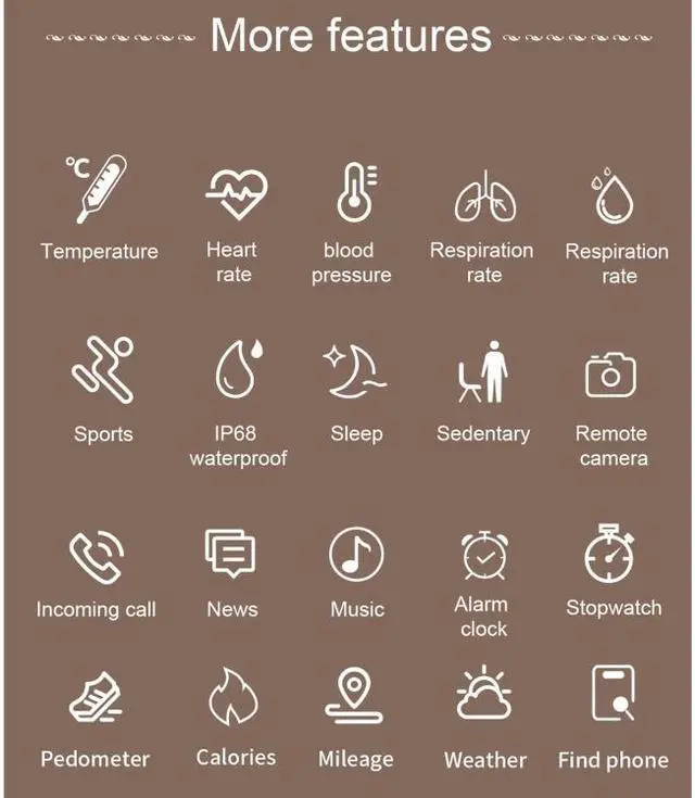 Alt view image 2 of 7 - F80 1.3 inch TFT Color Screen IP68 Waterproof Women Smart Watch, Support Body Temperature Monitor / Blood Pressure Monitor / Menstrual Cycle Reminder (Black)