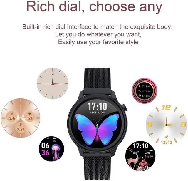 Alt view image 5 of 7 - F80 1.3 inch TFT Color Screen IP68 Waterproof Women Smart Watch, Support Body Temperature Monitor / Blood Pressure Monitor / Menstrual Cycle Reminder (Black)