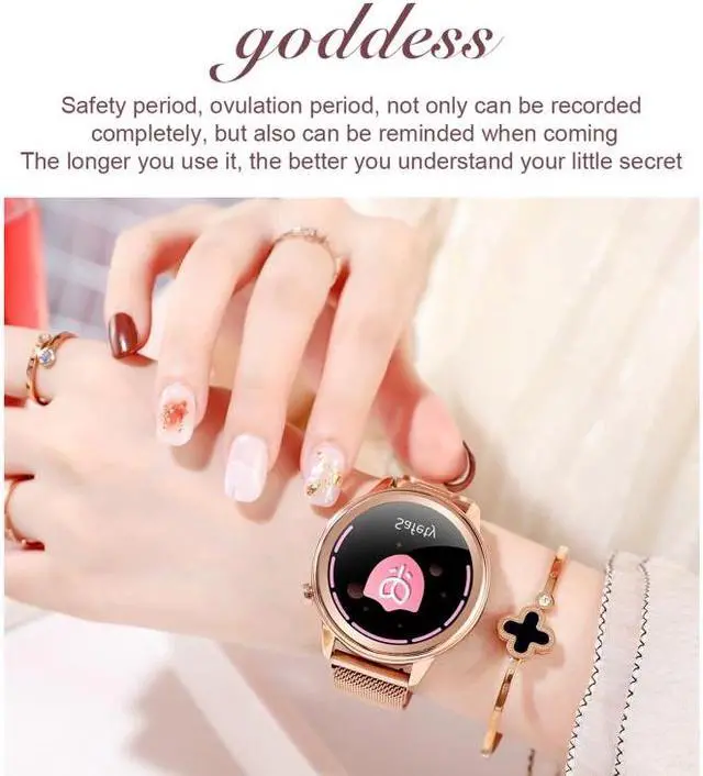 Alt view image 6 of 7 - F80 1.3 inch TFT Color Screen IP68 Waterproof Women Smart Watch, Support Body Temperature Monitor / Blood Pressure Monitor / Menstrual Cycle Reminder (Black)
