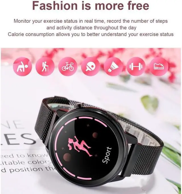Alt view image 7 of 7 - F80 1.3 inch TFT Color Screen IP68 Waterproof Women Smart Watch, Support Body Temperature Monitor / Blood Pressure Monitor / Menstrual Cycle Reminder (Black)