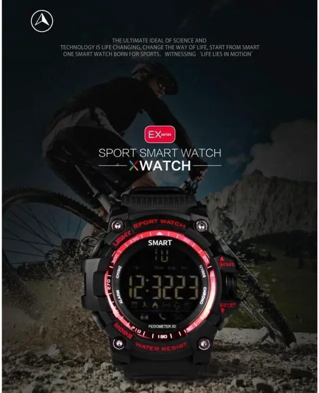 Alt view image 6 of 7 - EX16 1.12 Inch FSTN LCD Full Angle Screen Display Sport Smart Watch, IP67 Waterproof, Support Pedometer / Stopwatch / Alarm / Notification Remind / Call Notify / Camera Remote Control / Calo