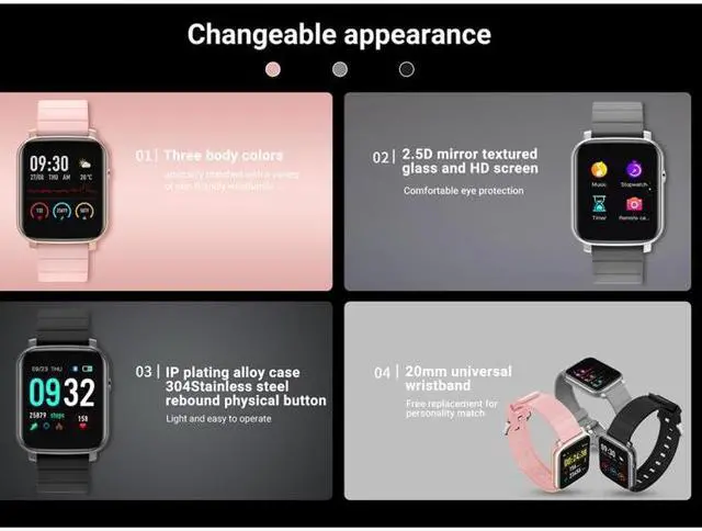Alt view image 4 of 7 - SMA-F1 1.3 inch TFT Full Touch Screen IP68 Waterproof Smart Sports Watch, Support Dynamic Heart Rate & Blood Pressure & Sleep Detection / Bluetooth / Alarm Clock / Photo Control (Rose Gold)