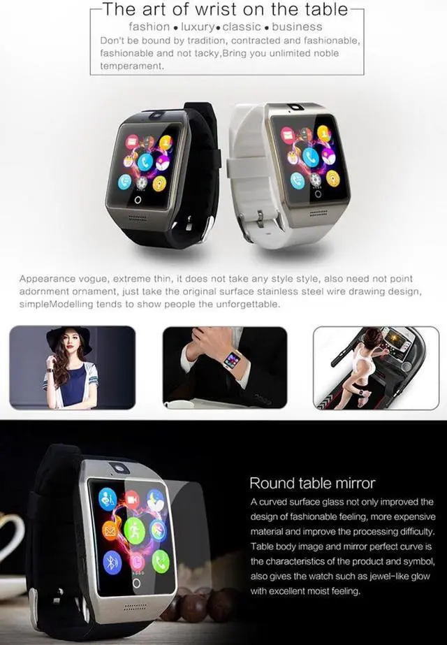 Alt view image 6 of 7 - Q18S 1.54 inch IPS Screen MTK6260A Bluetooth 3.0 Smart Watch Phone, Pedometer / Sedentary Reminder / Sleeping Monitor / Anti-Loss / Remote Camera / GSM / 0.3M Camera (Style 1)