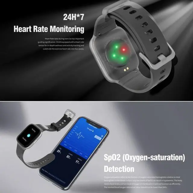 Alt view image 3 of 7 - CS169 1.69 inch IPS Screen 5ATM Waterproof Sport Smart Watch, Support Sleep Monitoring / Heart Rate Monitoring / Sport Mode / Incoming Call & Information Reminder (White)