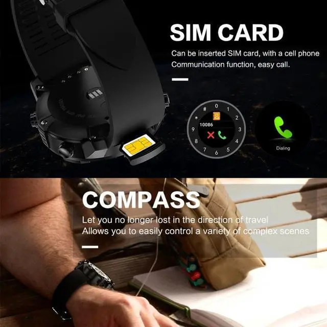 Alt view image 7 of 7 - S3 1.39 inch OLED Screen Display Bluetooth Smart Watch, IP67 Waterproof, Support Compass / Heart Rate Monitor / SIM Card / GPS Navigation, Compatible with Android and iOS Phones (Orange)