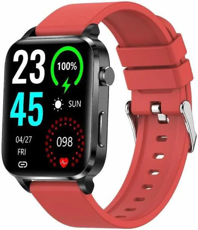 Main image of F100 1.7 inch HD Square Screen TPU Strap Smart Watch Supports Body Temperature Monitoring/Blood Oxygen Monitoring TPU Strap(Red) (Red)