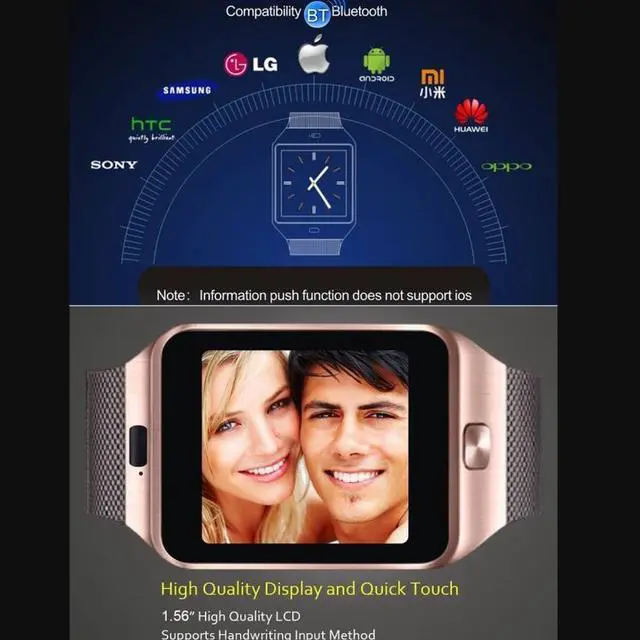 Alt view image 6 of 7 - DZ09 1.56 inch Screen Bluetooth 3.0 Android 4.1 OS Above Smart Watch Phone with Bluetooth Call & Call Reminder & Sleep Monitor & Pedometer & Sedentary Reminder & Calendar & SMS & Audio and V