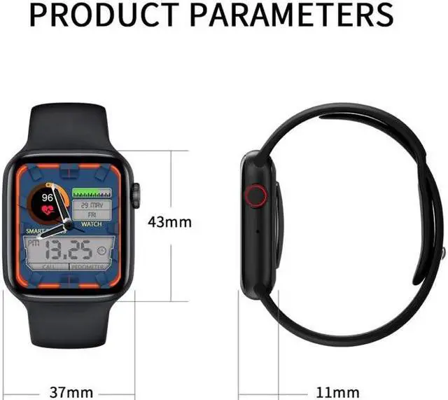 Alt view image 2 of 7 - DW35 1.75 inch Full Screen IP67 Waterproof Smart Watch, Support Sleep Monitor / Heart Rate Monitor / Bluetooth Call (Blue) Black