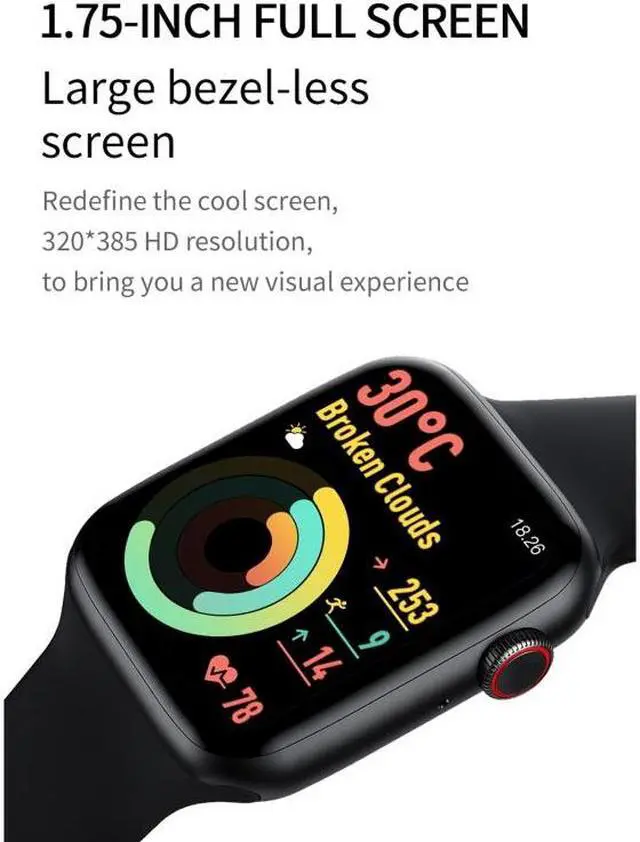 Alt view image 4 of 7 - DW35 1.75 inch Full Screen IP67 Waterproof Smart Watch, Support Sleep Monitor / Heart Rate Monitor / Bluetooth Call (Blue) Black
