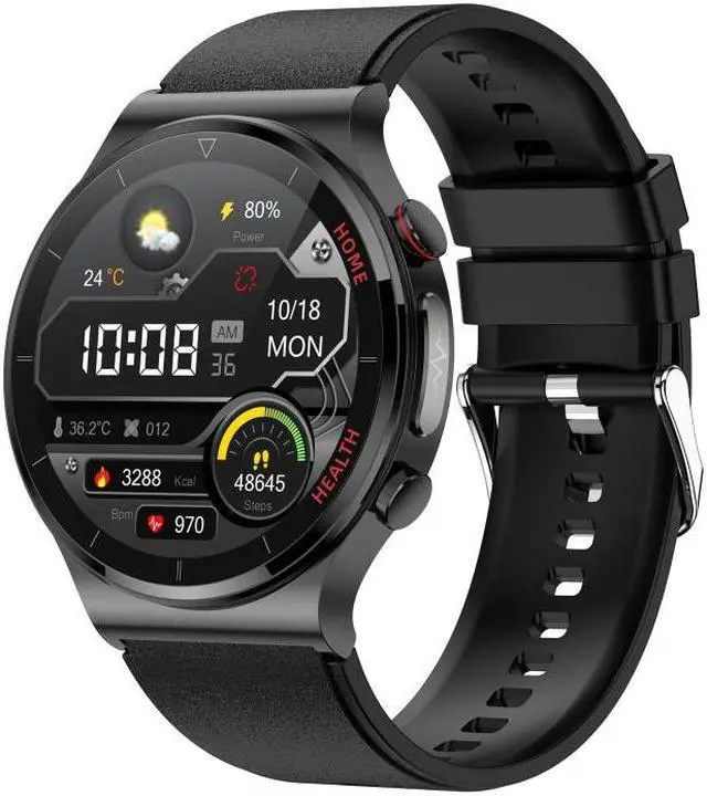 Main image of E300 1.32 Inch Screen TPU Watch Strap Smart Health Watch Supports Body Temperature Monitoring, ECG monitoring blood pressure (Black)