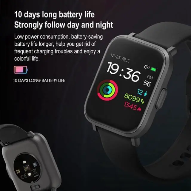 Alt view image 3 of 7 - CS201 Fashion Sports IP68 Waterproof Smart Bluetooth Watch, Support Heart Rate Monitoring & Blood Oxygen Monitoring & Sleep Monitoring & Exercise Monitoring (Black)