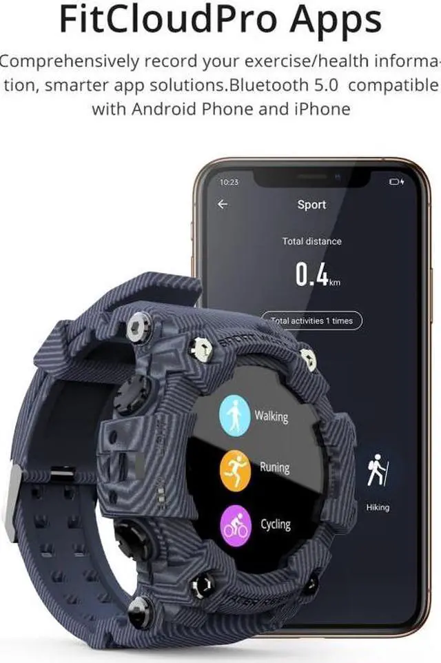 Alt view image 7 of 7 - Lokmat ATTACK 1.28 inch TFT LCD Screen Smart Watch, Support Sleep Monitor / Heart Rate Monitor / Blood Pressure Monitor ATTACK (Camouflage Green)