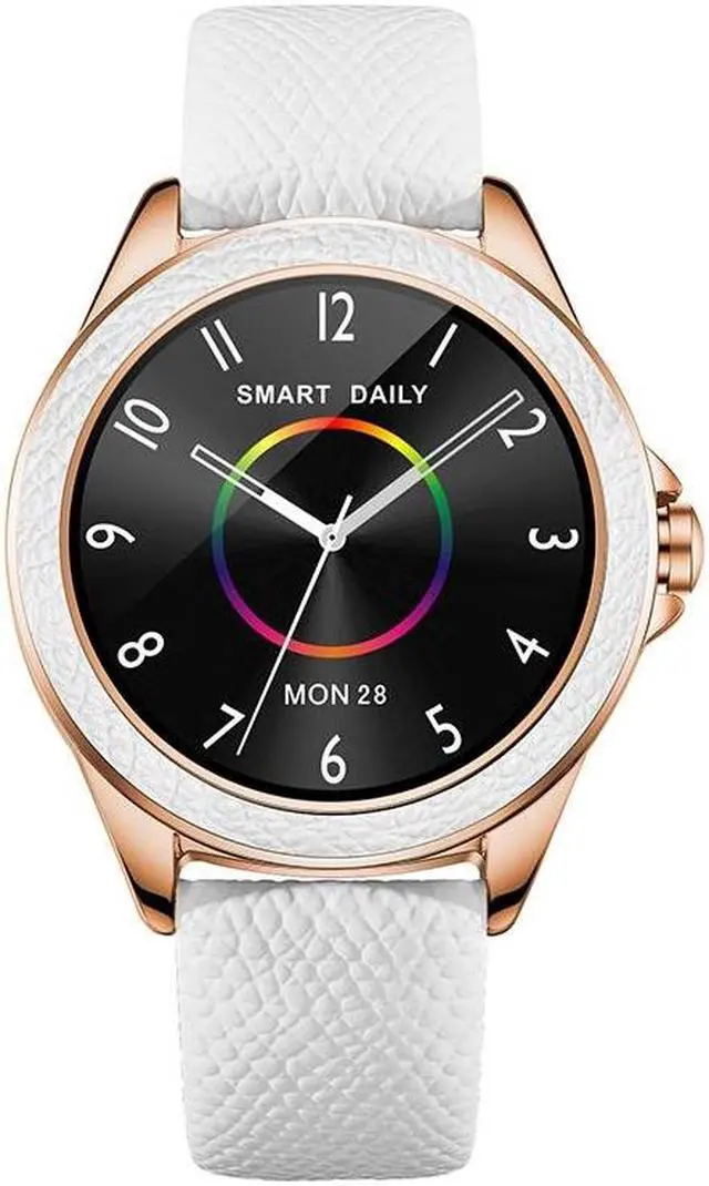 Main image of M6009 Glitter Leather Strap Fashion Smart Watch for Women, Support Heart Rate Monitoring & Pedometer & Sleep Monitoring & Calories (Silver)
