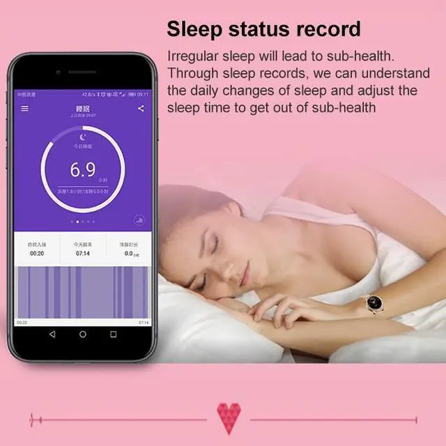 Alt view image 6 of 7 - M6009 Glitter Leather Strap Fashion Smart Watch for Women, Support Heart Rate Monitoring & Pedometer & Sleep Monitoring & Calories (Silver)