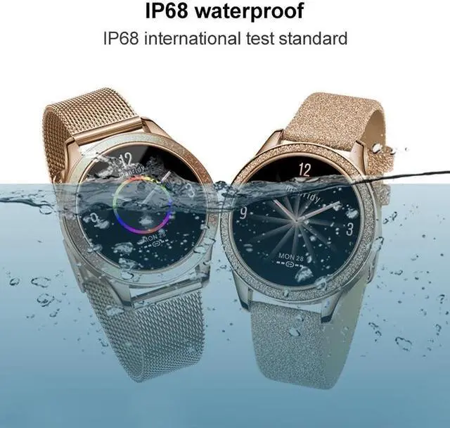 Alt view image 7 of 7 - M6009 Glitter Leather Strap Fashion Smart Watch for Women, Support Heart Rate Monitoring & Pedometer & Sleep Monitoring & Calories (Silver)