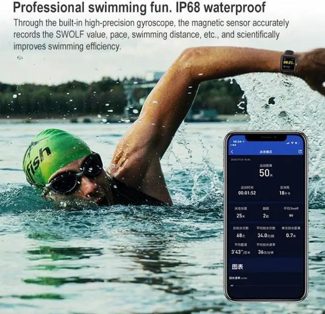 Alt view image 6 of 7 - CS201 Fashion Sports IP68 Waterproof Smart Bluetooth Watch, Support Heart Rate Monitoring & Blood Oxygen Monitoring & Sleep Monitoring & Exercise Monitoring (Black)