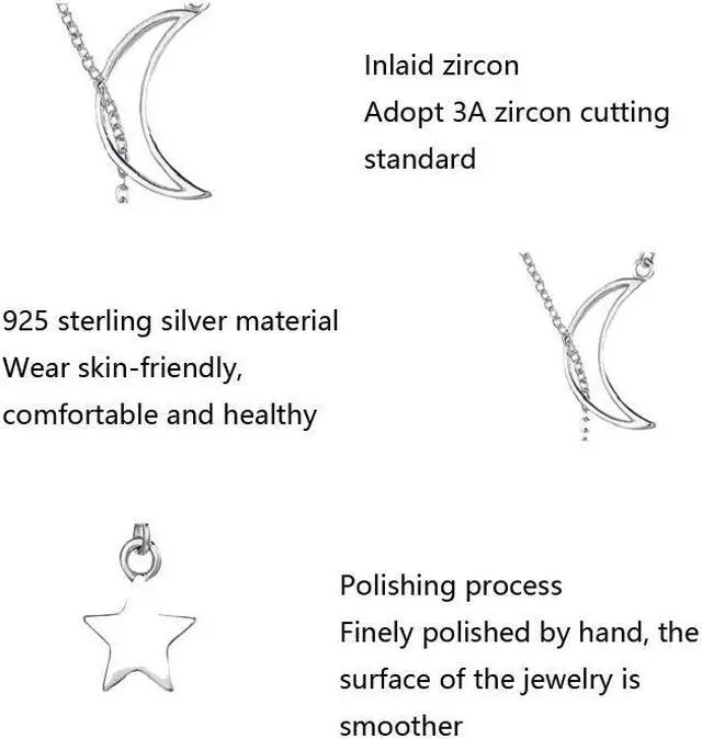 Alt view image 4 of 6 - Stars Moon S925 Sterling Silver Necklace SCN108