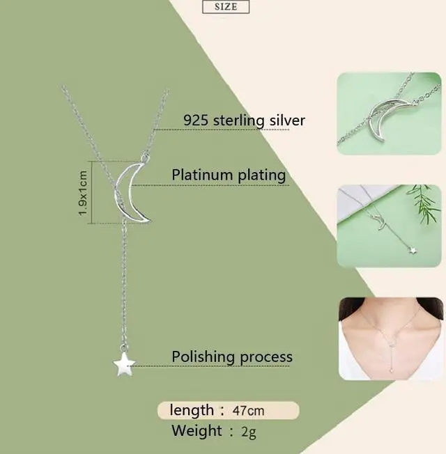 Alt view image 5 of 6 - Stars Moon S925 Sterling Silver Necklace SCN108