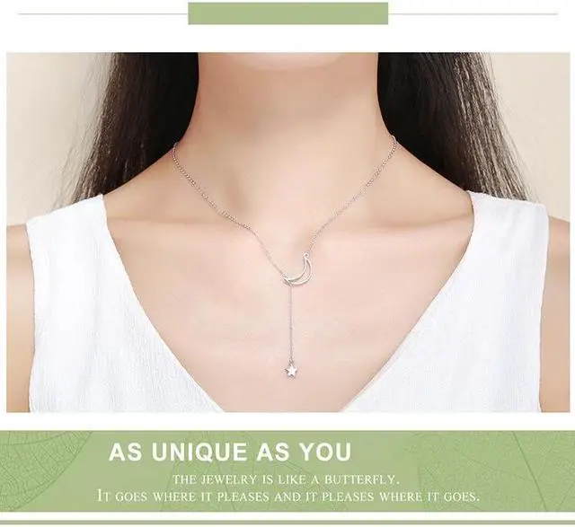 Alt view image 6 of 6 - Stars Moon S925 Sterling Silver Necklace SCN108