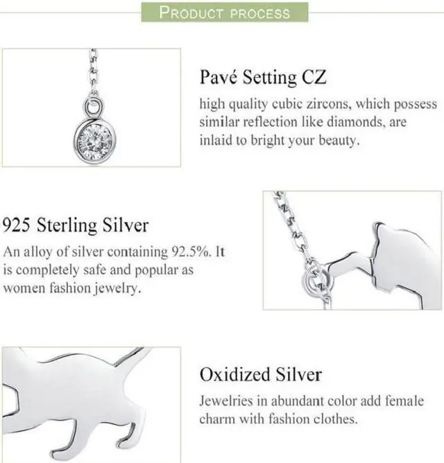 Alt view image 4 of 6 - Naughty Kitten S925 Sterling Silver With Zircon Necklace SCN232