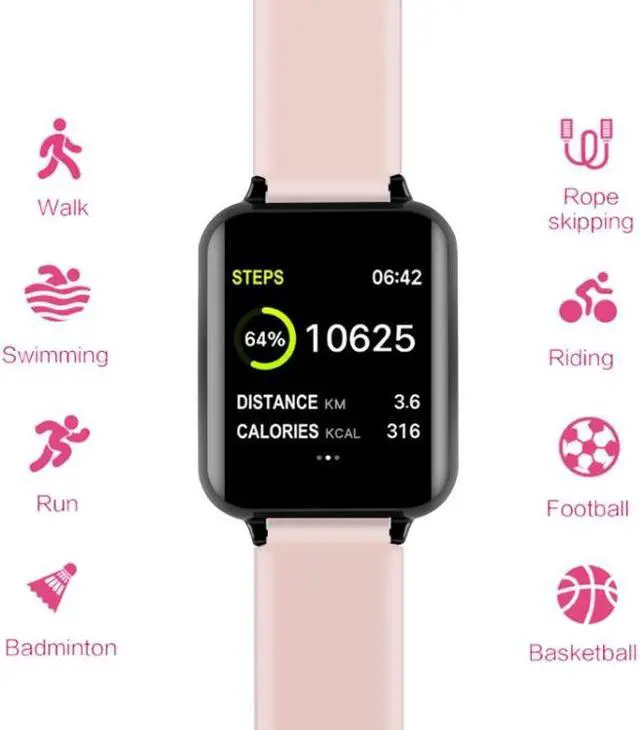 Alt view image 4 of 7 - B57 1.3 inch IPS Color Screen Smart Watch IP67 Waterproof,Support Message Reminder / Heart Rate Monitor / Sedentary Reminder / Blood Pressure Monitoring/ Sleeping Monitoring (Pink)