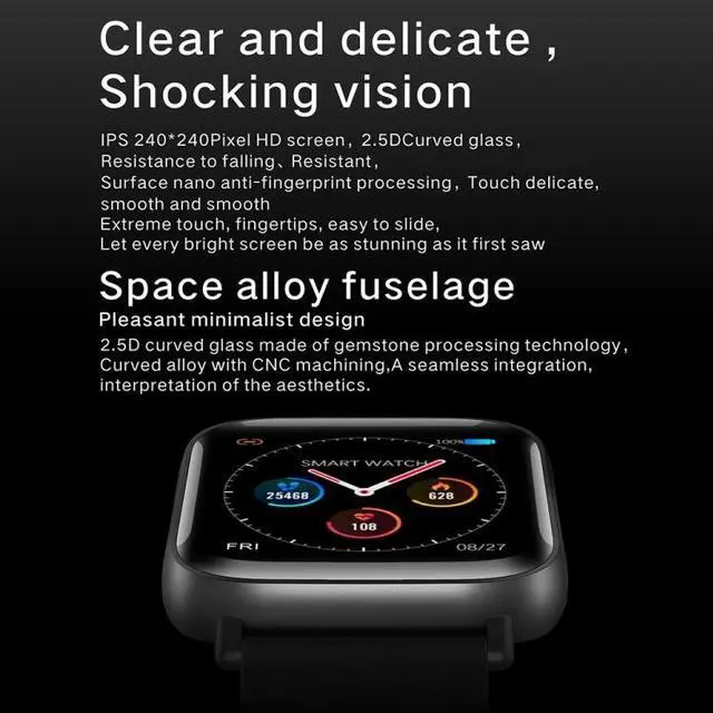 Alt view image 7 of 7 - Q10 Fashion Smart Sports Watch, 1.3 inch TFT Screen, IP67 Waterproof, Support Heart Rate / Blood Pressure Monitoring / Sleep Monitoring / Sedentary Reminder (Black)